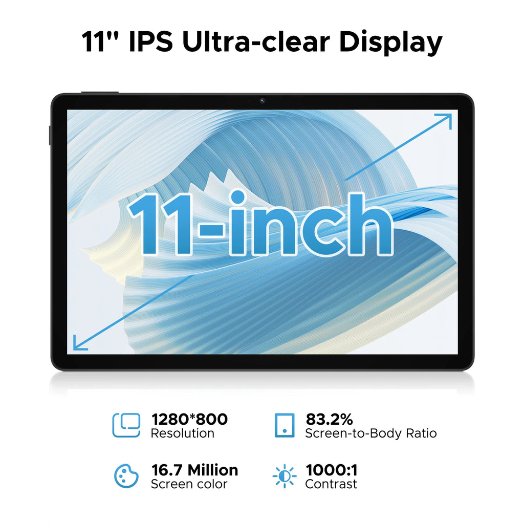 DOOGEE U11 2 in 1 Tablet PC 16GB(4+12) 128GB 11" Ultra-clear 90Hz Display Unisoc T606 8580mAh Battery  Android 16 Widevine L1