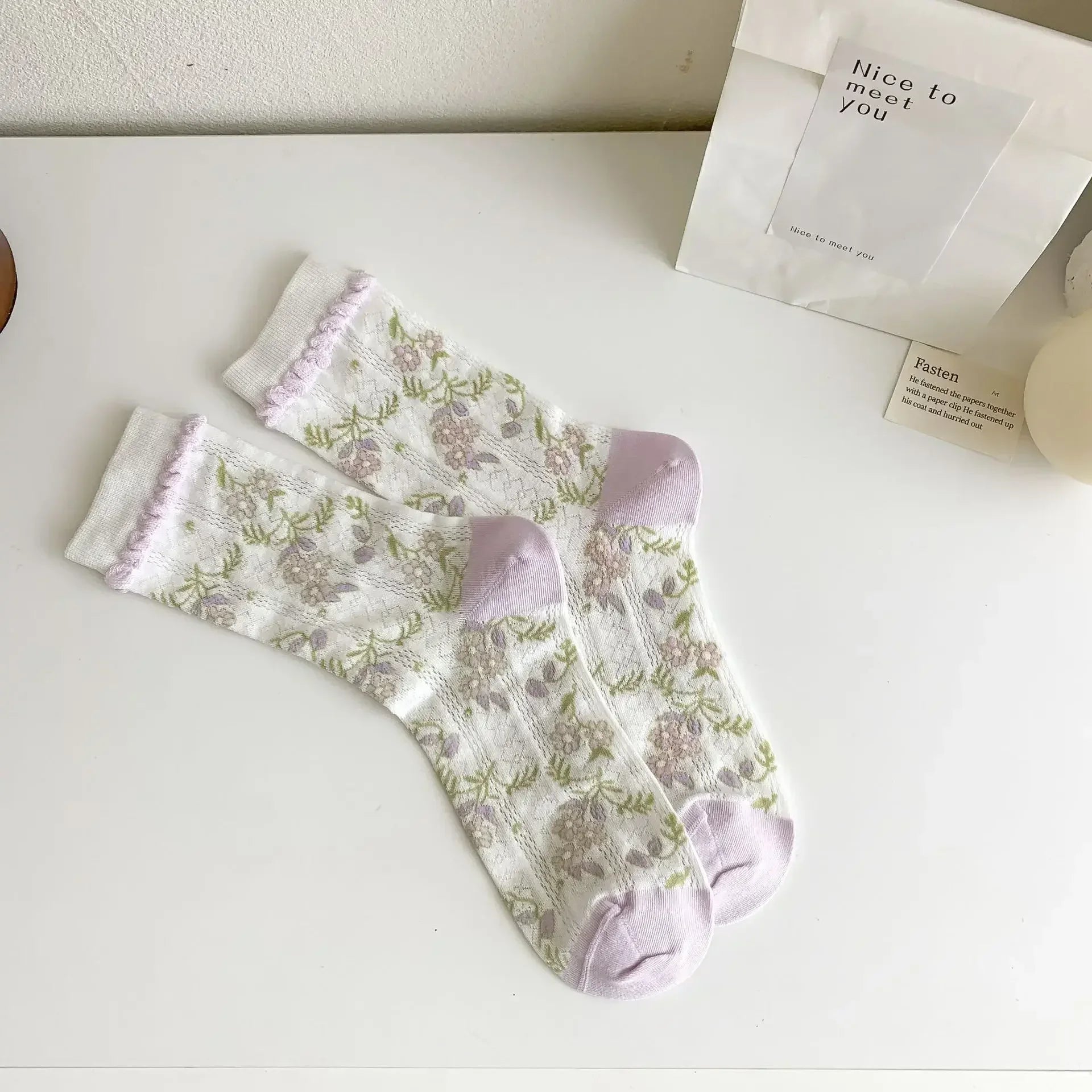 Butterfly Woman Socks Fashion Summer Ultra-thin Transparent Crystal Silk Socks Vintage Harajuku Sexy Lace Mesh Crew Socks