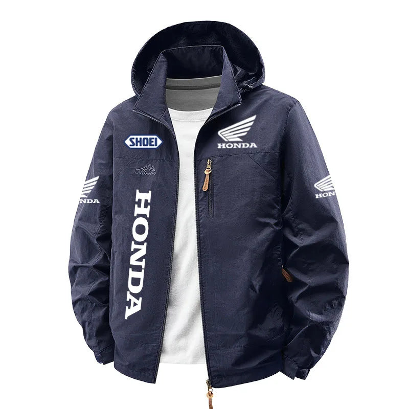 Spring Jacket, Honda Motorcycle Jacket, Racing , Men's Sports Zipper, Hook-Top, Fashionable Men's Sun-Protective The hat is deta