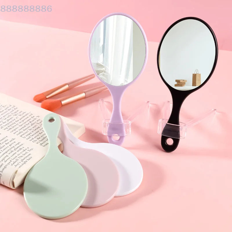 1Pc Portable Handheld round Makeup Mirror for Women with Handle Compact Vanity Mirror for SPA Salon Cosmetic Use