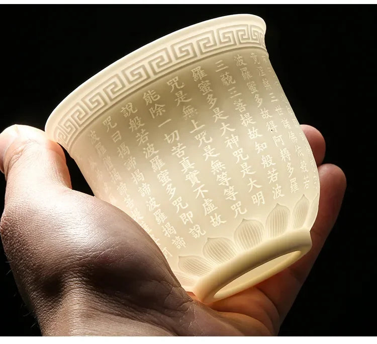 Chinese white porcelain cup goat fat jade Tea set ceramic host cup sample Kung Fu tea cup