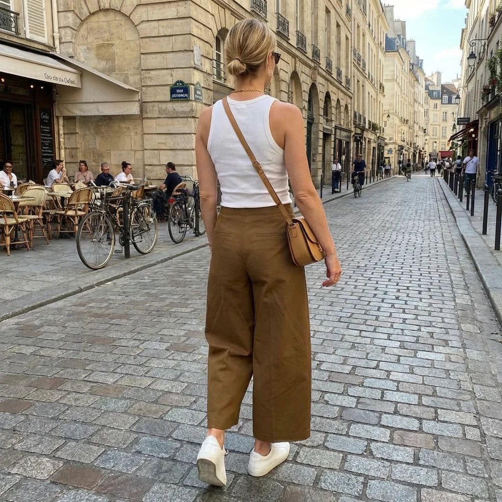 Summer New Casual Loose Fit Trousers Ankle Length Mixed Fabric Women's High Waist Straight Leg Pants Commute Style Polyester