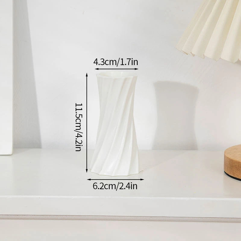 Modern Flower Vase Plastic Plants Pot White Imitation Ceramic Flower Vases Flower Arrangement Home Living Room Wedding Decor