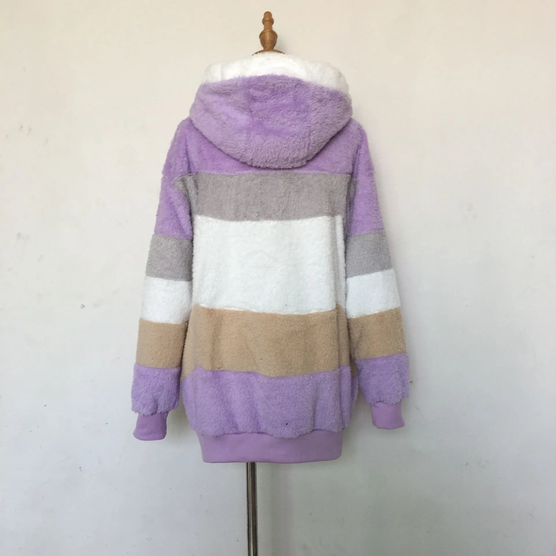 Women Oversized Plush Hoodie Coat Winter Outerwear Jacket With Pockets