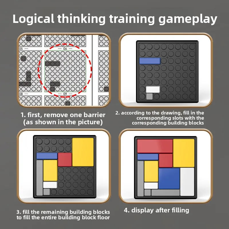 Logic puzzle, logic thinking training, building block games, puzzle blocks, interactive intelligence development, toys