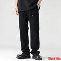 Men Pant Casual Straight Wide Leg Cargo Trouser Male Winter Fleece Lined Warm Cotton Loose Style Carpenter Streetwear