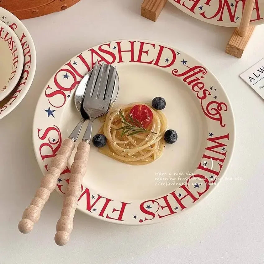 Party Red Design Dinner Set Plates European Style Elegant Round Plates Dinner Sets Ceramic Luxury Vaisselle Kitchen Dishes