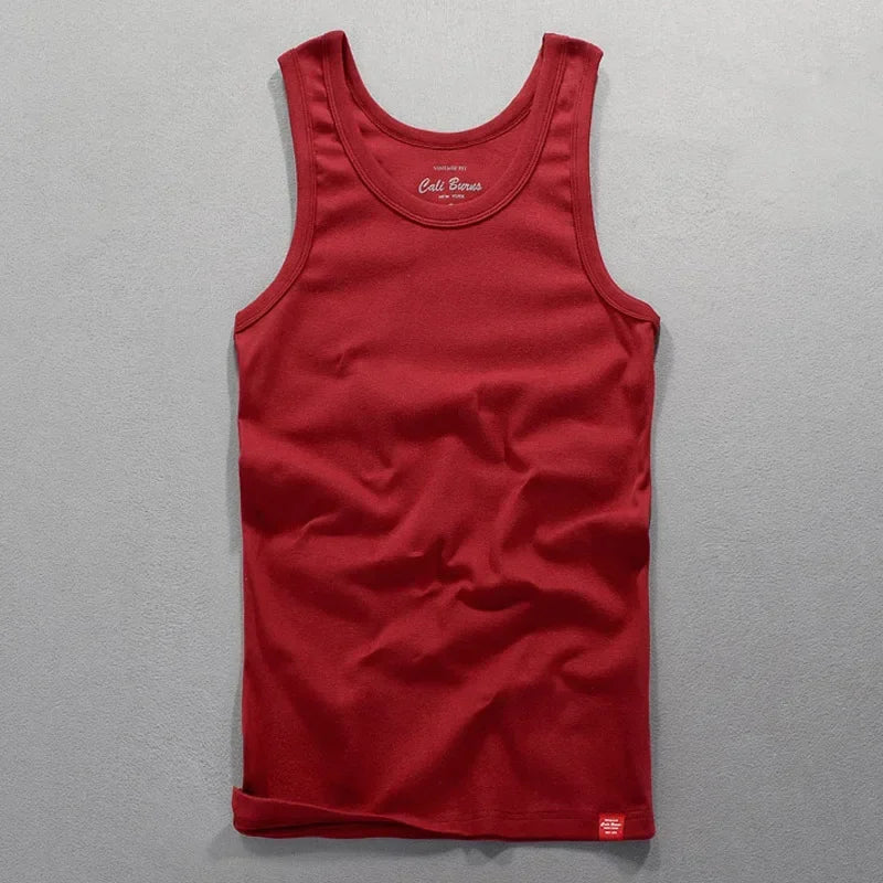 New Men's Simple Casual Tank Tops Comfortable 100% Cotton Solid Elastic Tight Sleeveless Sport Tops Male Gym Fitness Waistcoats