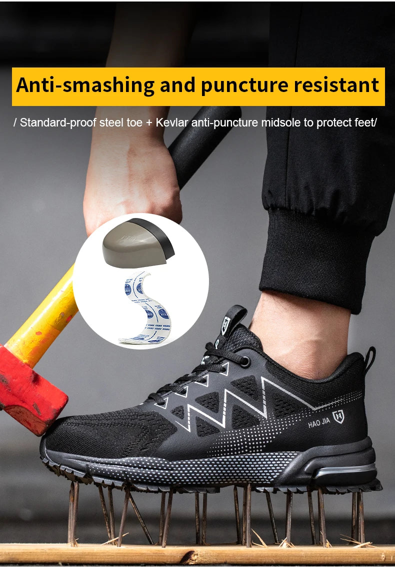 Lightweight Work Safety Shoes Men Women Indestructible Steel Toe Shoes Protective Safety Boots Breathable Security Work Sneakers