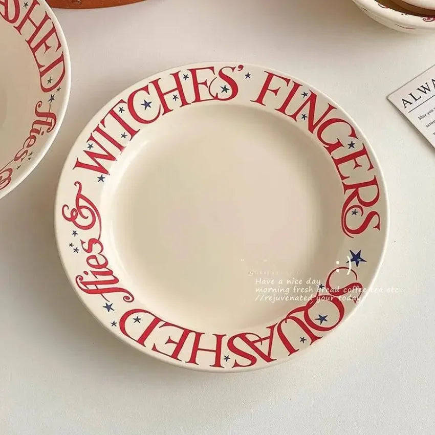 Party Red Design Dinner Set Plates European Style Elegant Round Plates Dinner Sets Ceramic Luxury Vaisselle Kitchen Dishes