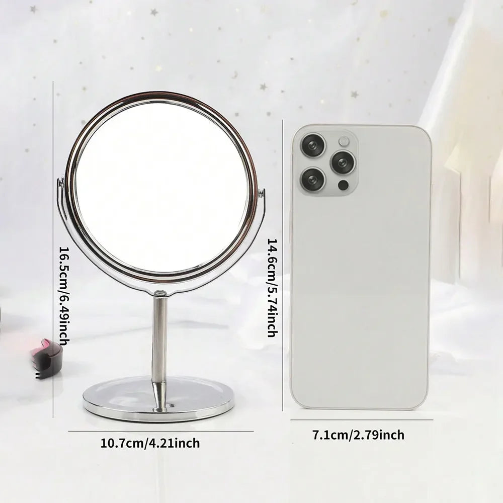3/4/5 Inch Double-Sided Makeup Mirror – 2X Magnification, Clear Reflection, Portable Travel Size with Foldable Stand