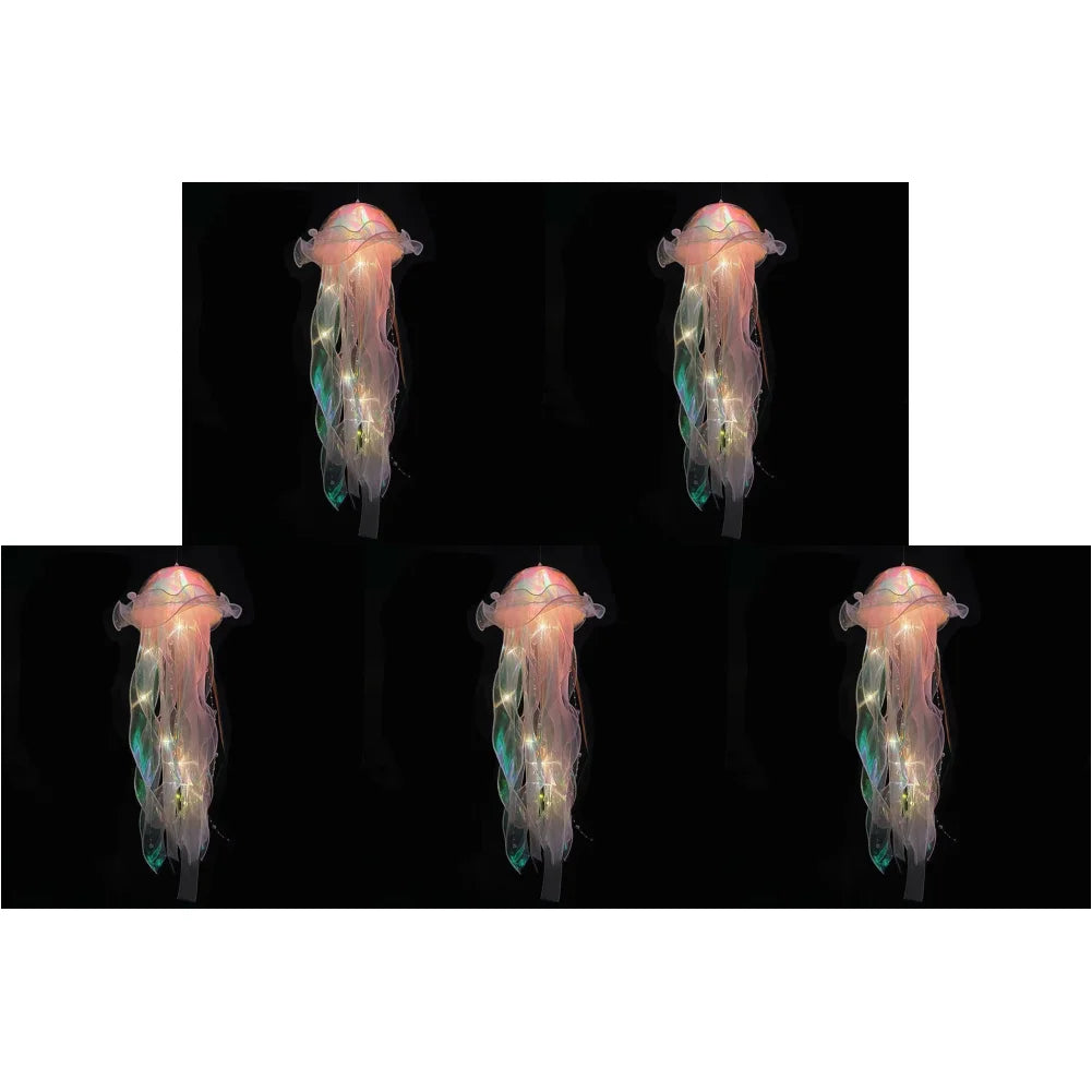 5-1PCS RGB Jellyfish Lamp Colorful Night Light Jellyfish Atmosphere Light Lamp Hanging Ceiling Lantern Creative Jellyfish Lamp