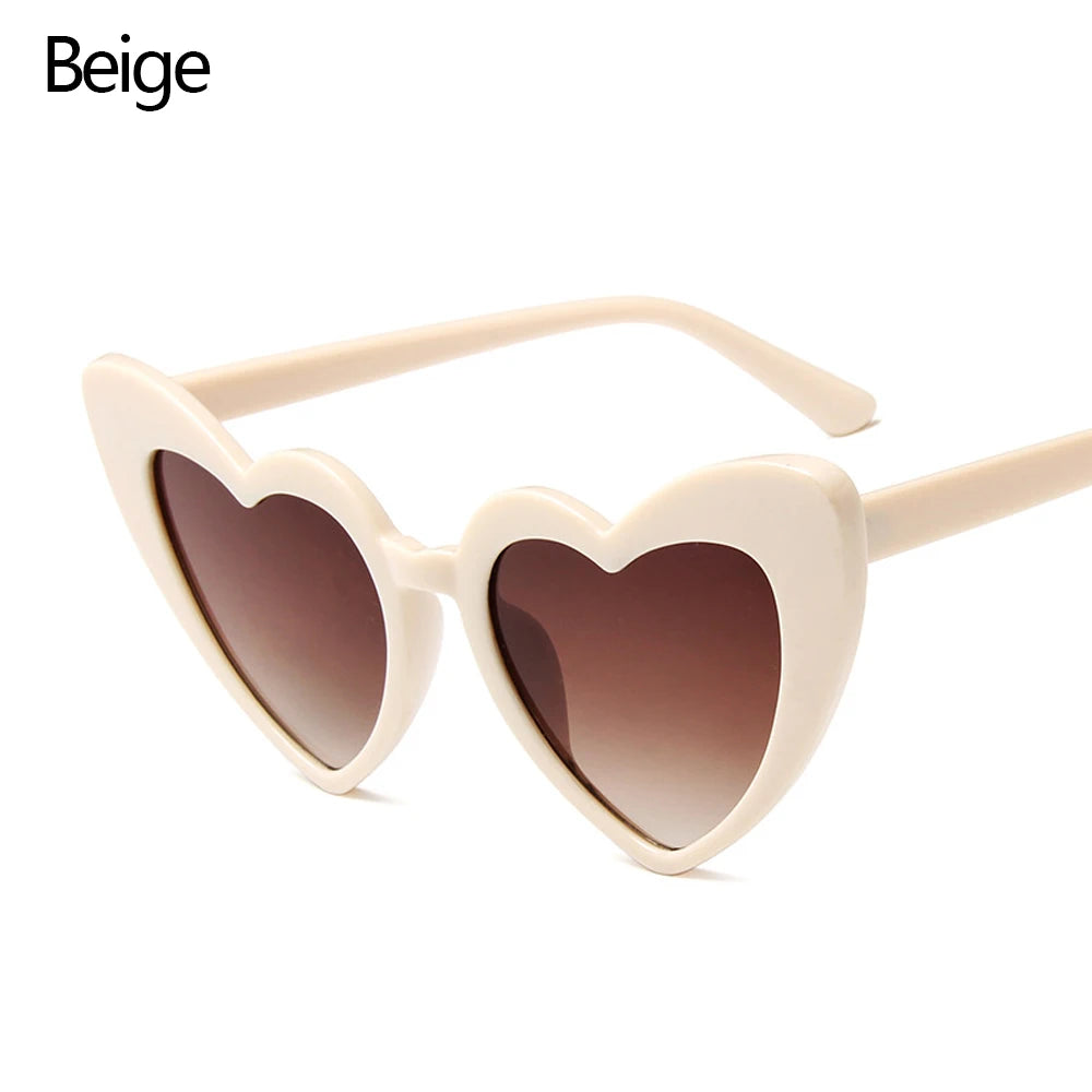 Ladies Fashion Metal Frame Sunglasses Fancy Dress Retro Heart Shaped Gradient Lens Sunglasses UV 400 Outdoor Goggles