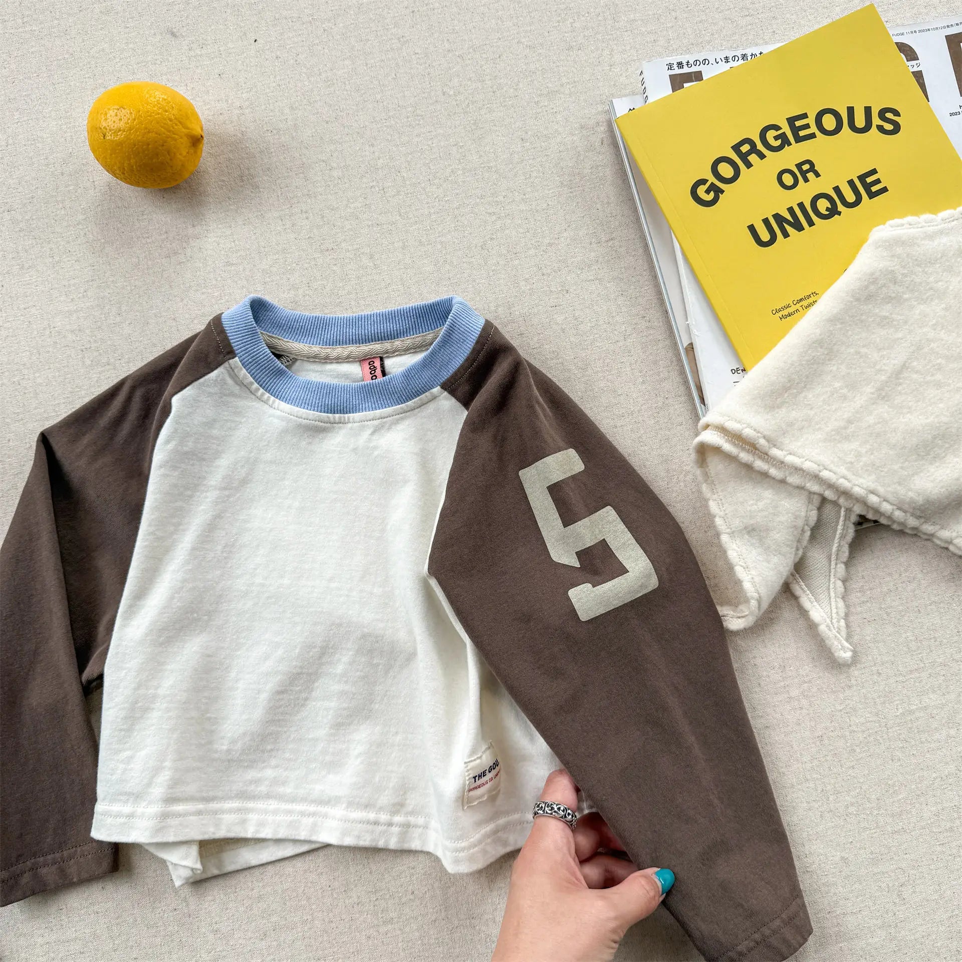 Kids Girls Top Shirts Clothes 2026 Korean autumn 1-6Y Boys Color Block Loose Fit Long Sleeve Tee Fashion Children Clothing