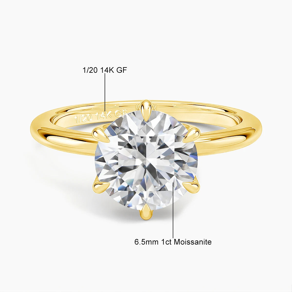 14K Gold Filled Wedding Band GRA Certified Moissanite Ring VVS1 Lab Diamond Solitaire Ring for Women Engagement Promise Jewelry