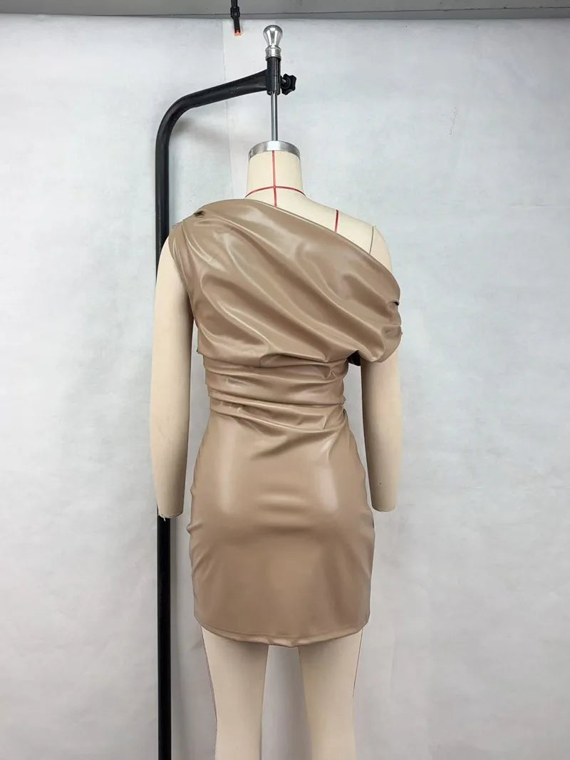 Luxury Leather Strapless Bandage Dress For Women Red Evening Cocktail 2025