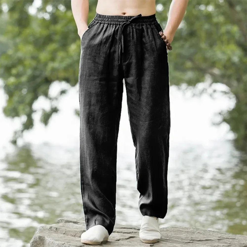 New Men's Beach Pants Joggers Fashion Cotton Linen Sweatpants Casual Pants Hawaiian Vacation Loose Spring/Summer Long M-4XL