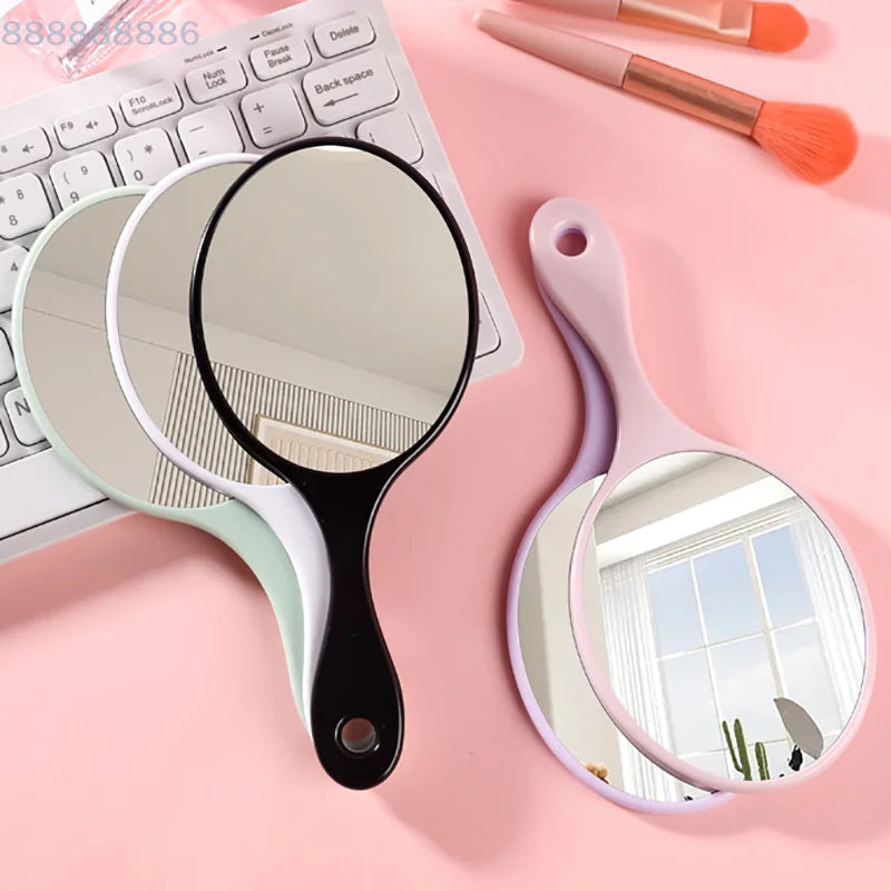 1Pc Portable Handheld round Makeup Mirror for Women with Handle Compact Vanity Mirror for SPA Salon Cosmetic Use