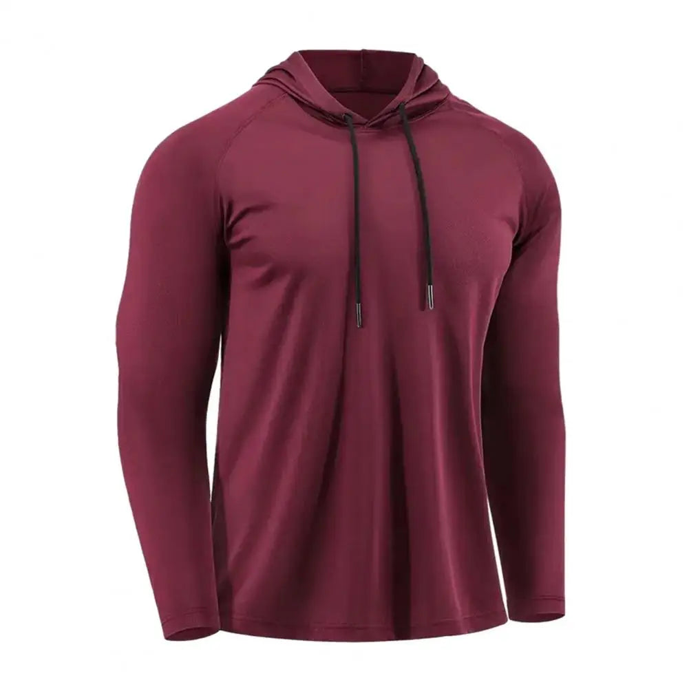 Men's Quick Dry Long Sleeve Hoodie Sweat-Wicking Gym Training T-Shirt Loose Fit For Running Basketball Sports Jogging Training