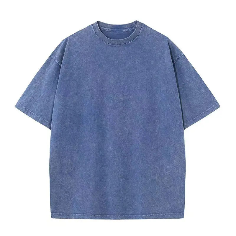 2025 Heavy Men Washed Vintage Oversized T-Shirt Street Hip Hop Punk Tee women Harajuku Casual Cotton Short Sleeve Acid Wash Top