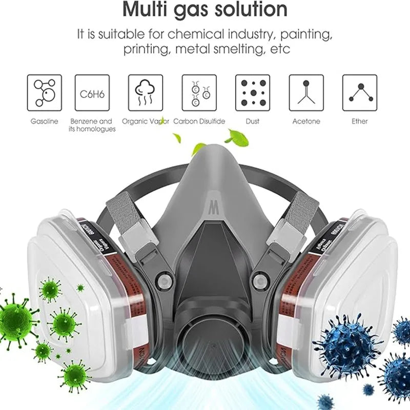 New 15in1 6200 Dust Gas Respirator Half Face Dust Mask For Painting Spraying Organic Vapor Chemical Gas Filter Work Safety