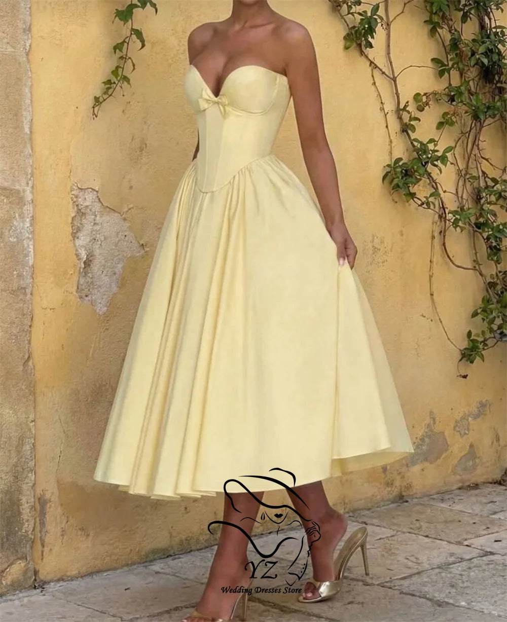elegant yellow evening gown