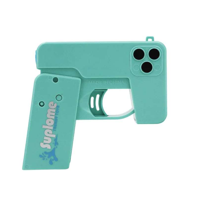 Mini Folding Mobile Phone Water Gun, Manual Continuous Dual Head Water Gun, Summer Water Play And Decompression Toy