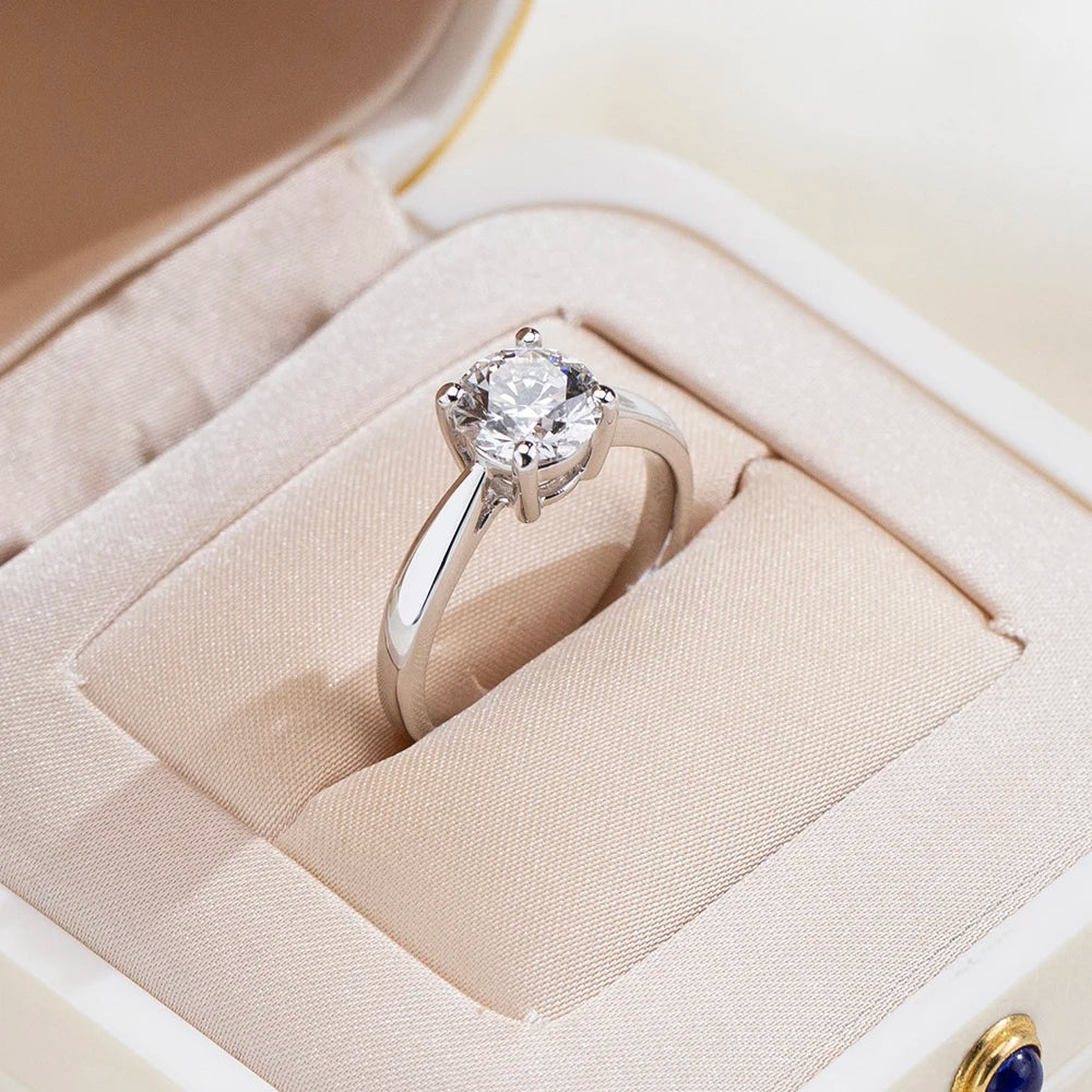 18K Real Gold PT950 Rings Round Lab Grown Diamond With IGI Certificate Ring For Woman Girls In Stock MSR-371