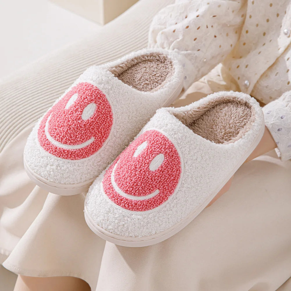 Hot selling smiling cotton slippers Anti slip couple shoes winter home indoor waterproof all-wrapped with men women cotton Shoes