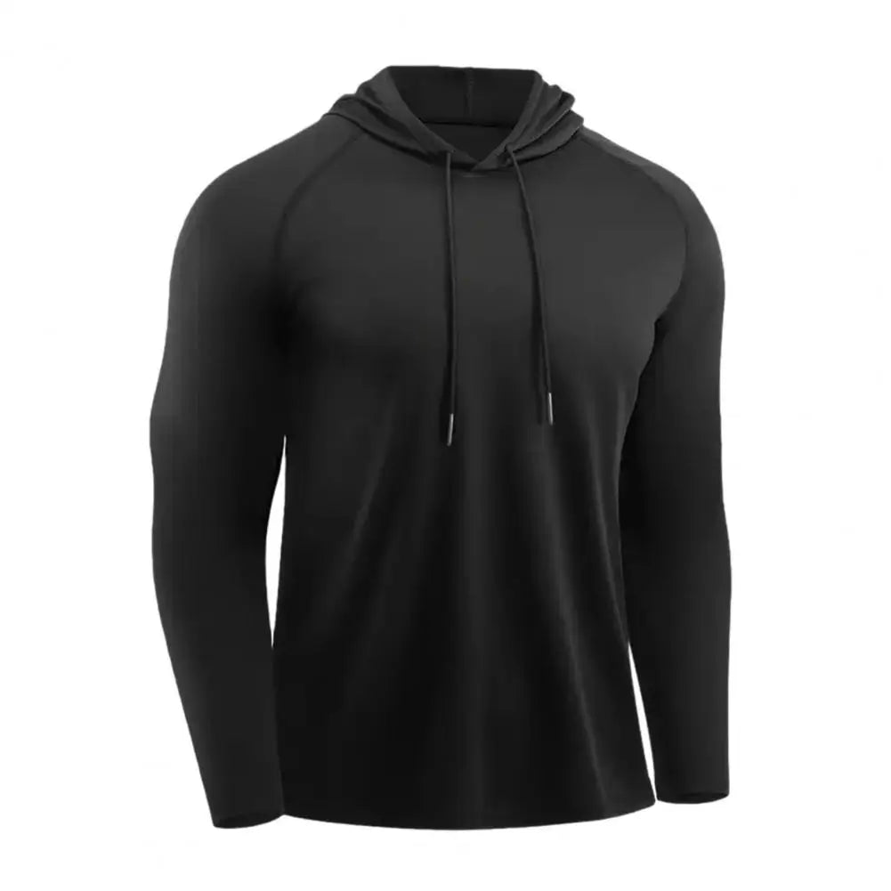 Men's Quick Dry Long Sleeve Hoodie Sweat-Wicking Gym Training T-Shirt Loose Fit For Running Basketball Sports Jogging Training
