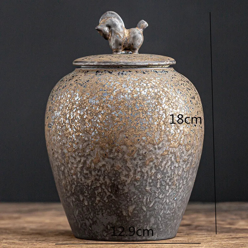 Vintage Stoneware Tea Caddy Ceramic Airtight Jar Storage Tea Cans Tea Box Storage Tank Tea Container Decorative Jar Sugar Bowl