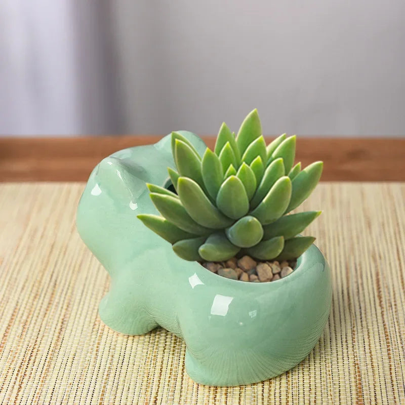 Creative Ceramic Mini Flowerpot Succulent Planter Flower Pot with Hole Cute Green Plants Planter Home Garden Decoration outdoor