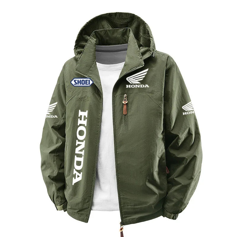Spring Jacket, Honda Motorcycle Jacket, Racing , Men's Sports Zipper, Hook-Top, Fashionable Men's Sun-Protective The hat is deta