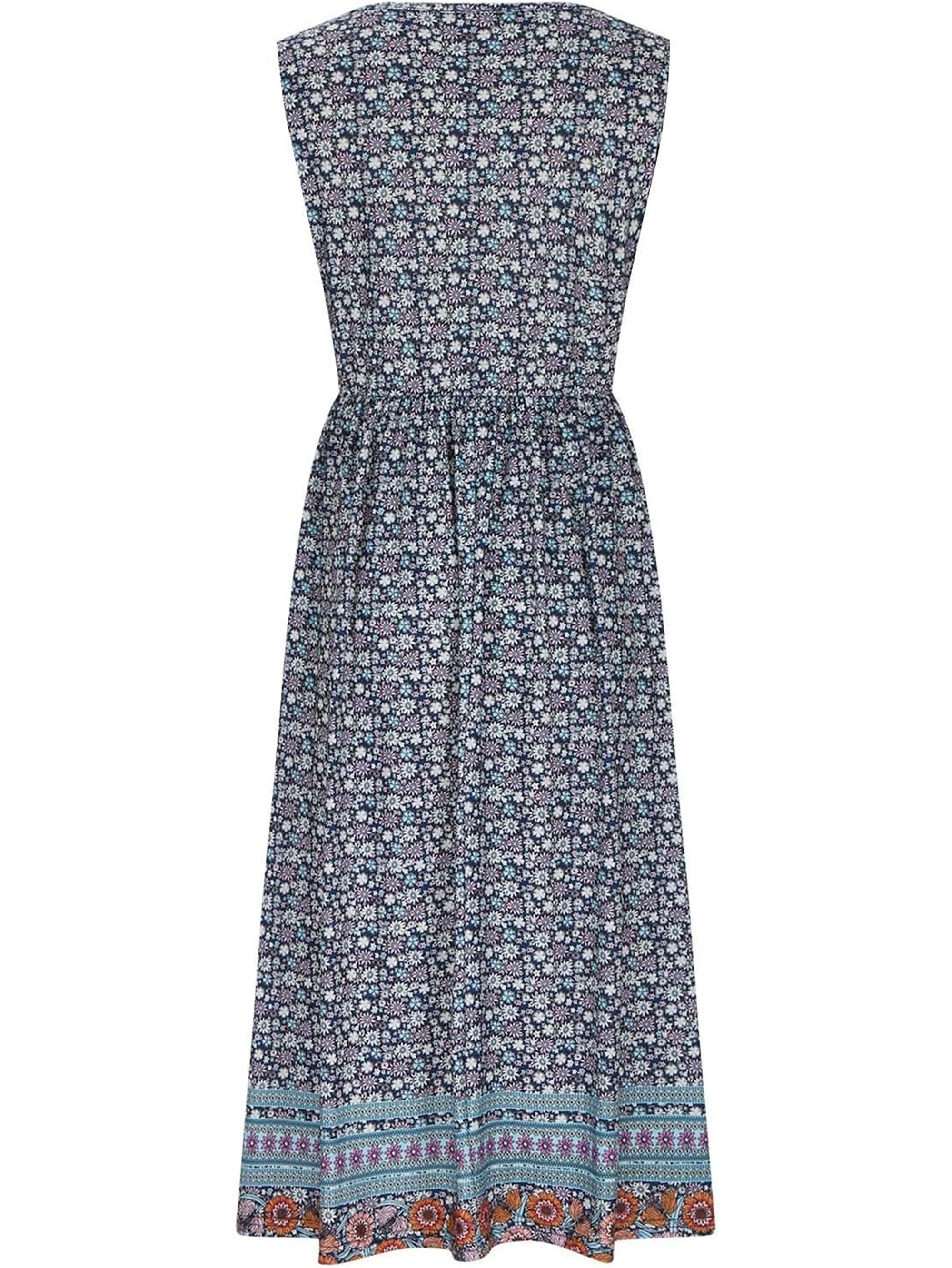 Women's Bohemian Floral Sleeveless Midi Sundress With Pockets Summer Beach