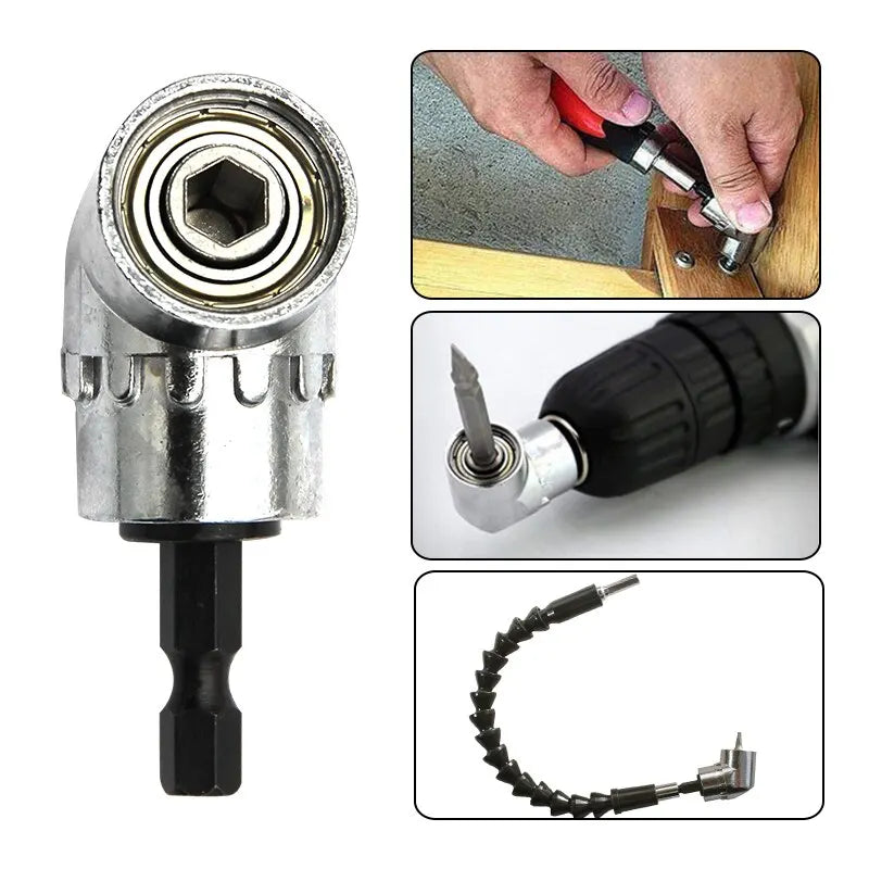 105 Degree Corner Drill Attachment Right Angle Screwdriver Adapter For Tight Space Work Electric Tool Extension Socket Hex Shank