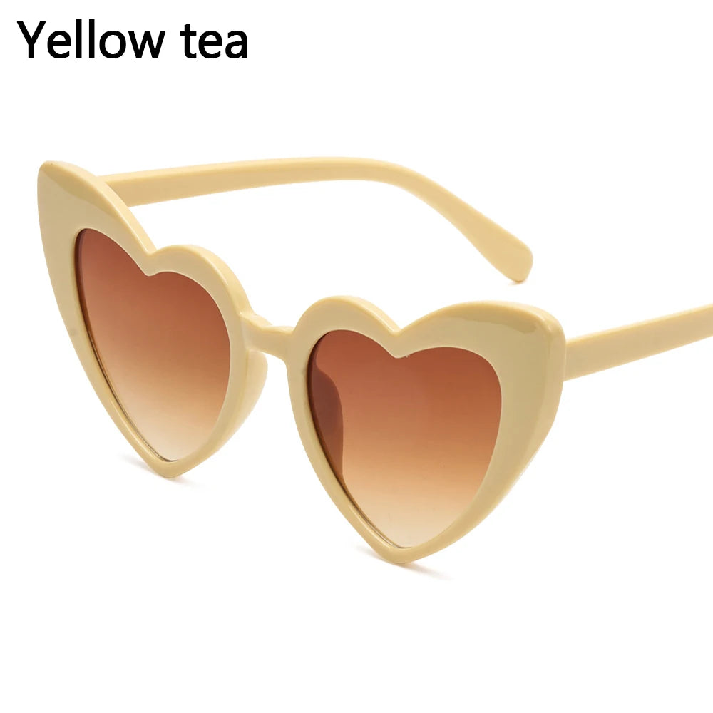 Ladies Fashion Metal Frame Sunglasses Fancy Dress Retro Heart Shaped Gradient Lens Sunglasses UV 400 Outdoor Goggles