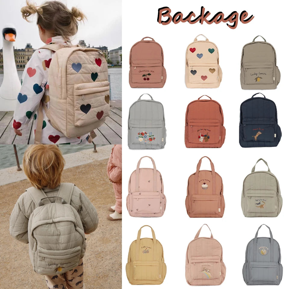 KS Brand Mommy Bag Travel Children Kid Cherry Backpack Primary Schoolbag Baby Waterproof Print Kindergarten Bags Boys Girls Gift