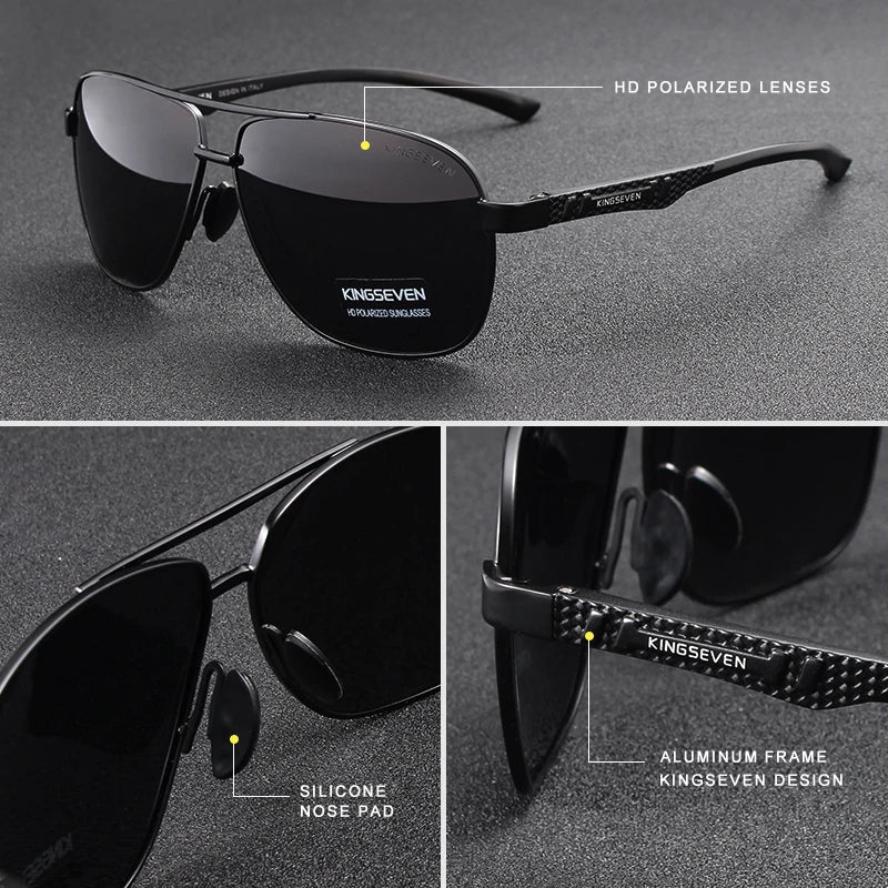 KINGSEVEN Brand Men Sunglasses Polarized Aluminum UV400 Mirror Sun Glasses Women