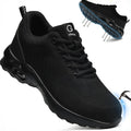 Men Safety Shoes Work Boots, Summer Solid Color Lightweight Breathable Steel Toe Anti-Smash Indestructible Tactical Work Sneakers