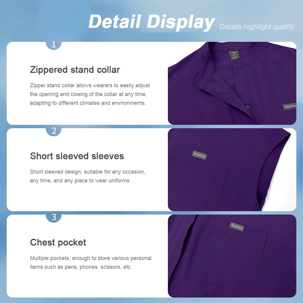 Nurse Jumpsuit Women Spandex Elastic Soft Nursing Scrub Uniforms Sets Female Healthcare Pet Beauty Veterinary Uniform Work Wear