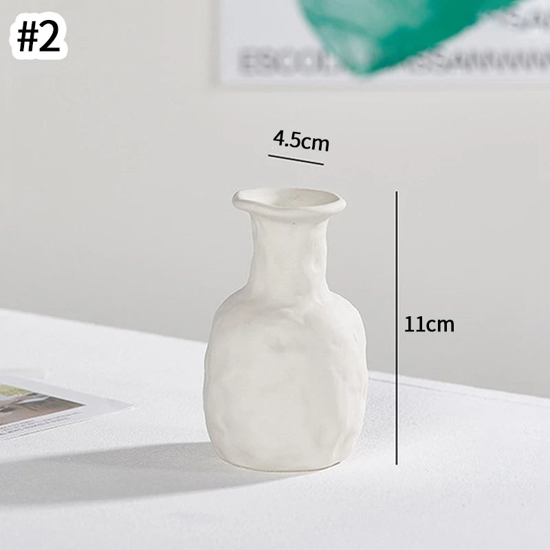 INS Ceramic Vase White Flower Pot Nordic Decorative Vase Dry Flower Vases for Home Living Room Desktop Decor ваза для цветов
