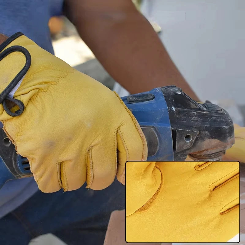 Cowhide Leather Work Gloves Safety Labour Protection Garden Sports Motorcycle Driver Workers Work Welding Wear-resistant Gloves