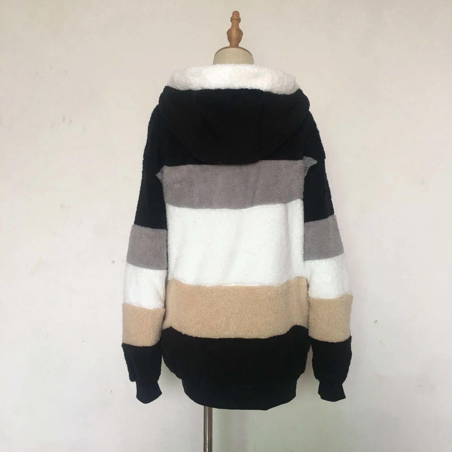 Women Oversized Plush Hoodie Coat Winter Outerwear Jacket With Pockets