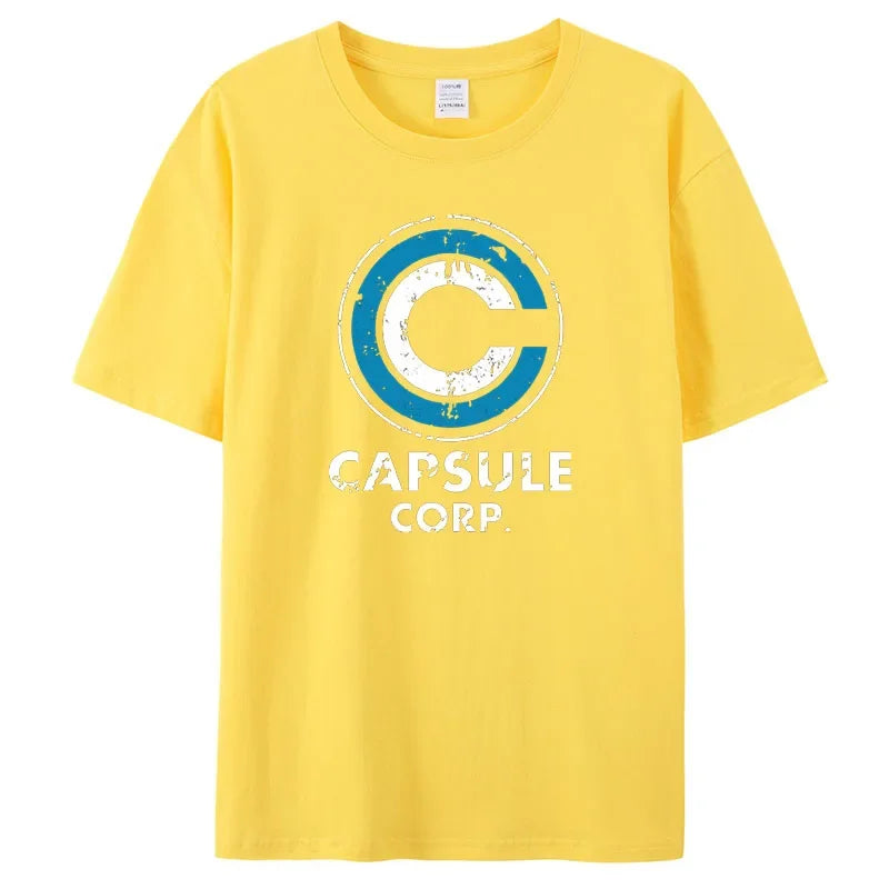 Men Short-sleeve New Funny Capsule Corp Print Tees Cotton Loose Breathable Graphic T Shirts Casual Streetwear Tops Men Clothing