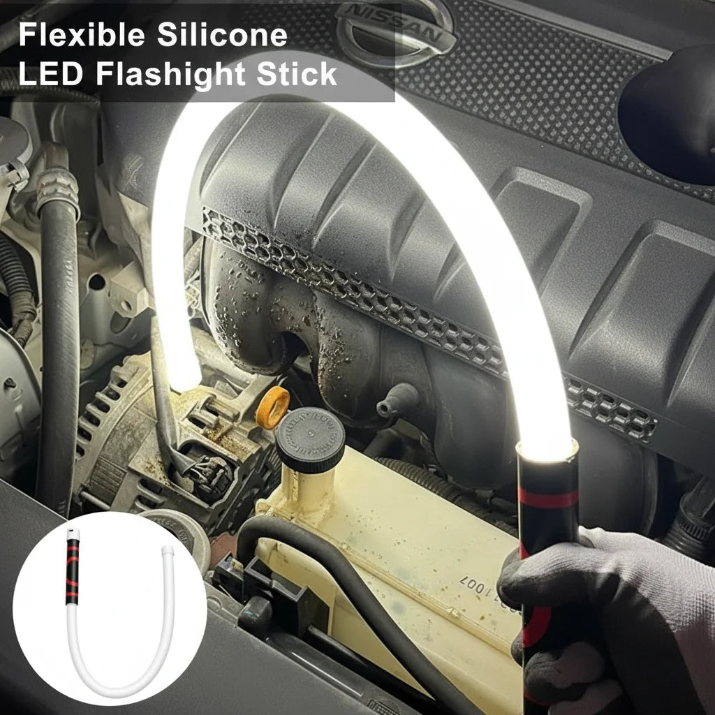 Flexible Silicone LED Flashlight Stick USB Rechargeable Work Light High Lumens Long Battery Life Flashlight For Car Repair