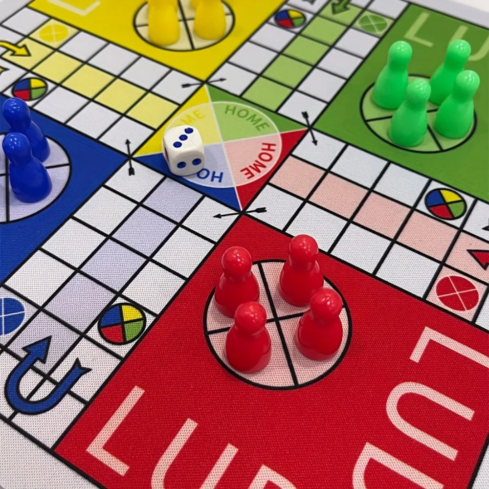 LUDO Game Board with Numbered Pieces & Dice - Classic Strategy Board Game Suitable for Family Game Nights, Parties, Travel