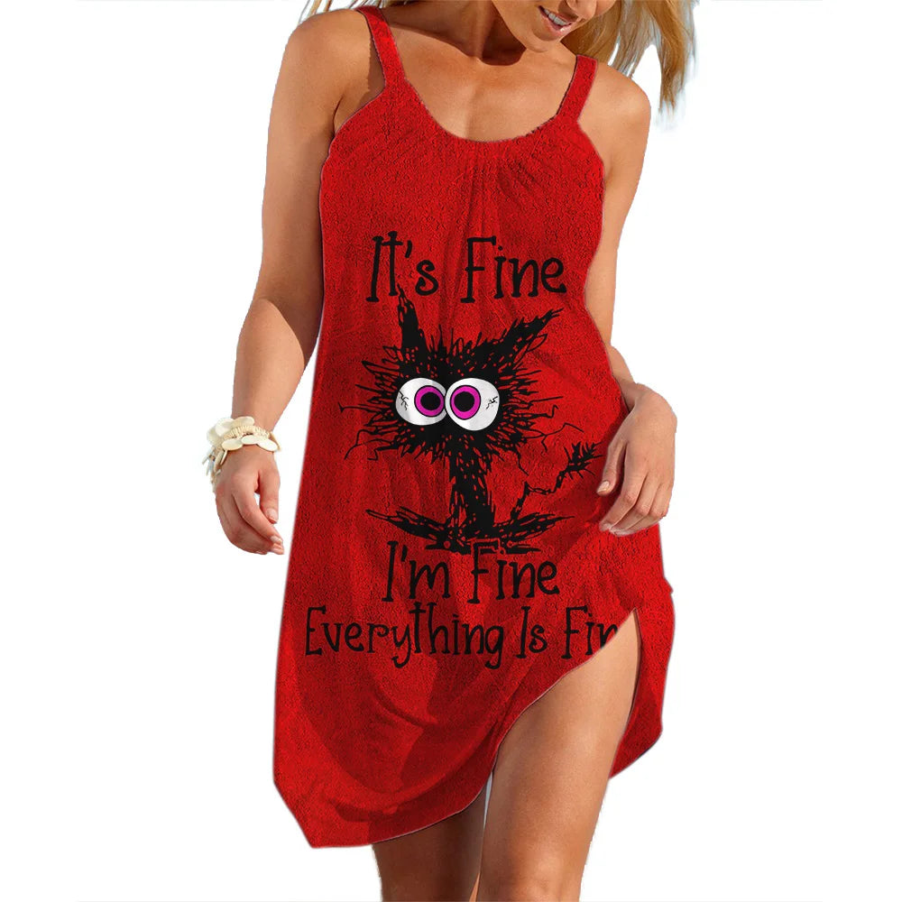 Women Slip Dress A Line Streetwear Casual Summer Y2K Cartoon Print