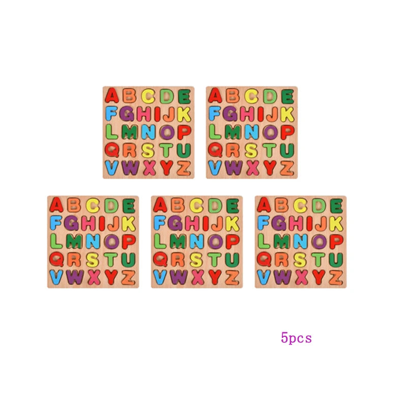 3D Colorful Alphabet Number Puzzle Montessori Wooden Puzzles Matching Games Early Education Toys Mathematics Shape Cognition