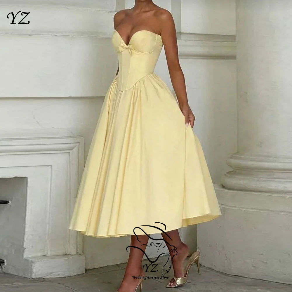 elegant yellow evening gown