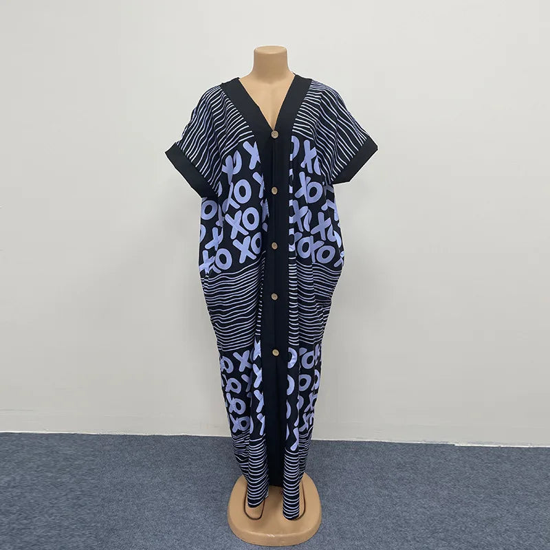 Summer African Polyester Party Evening Long Maxi Dress Kaftan Muslim Abaya Outfits Plus Size Dashiki African Dresses for Women